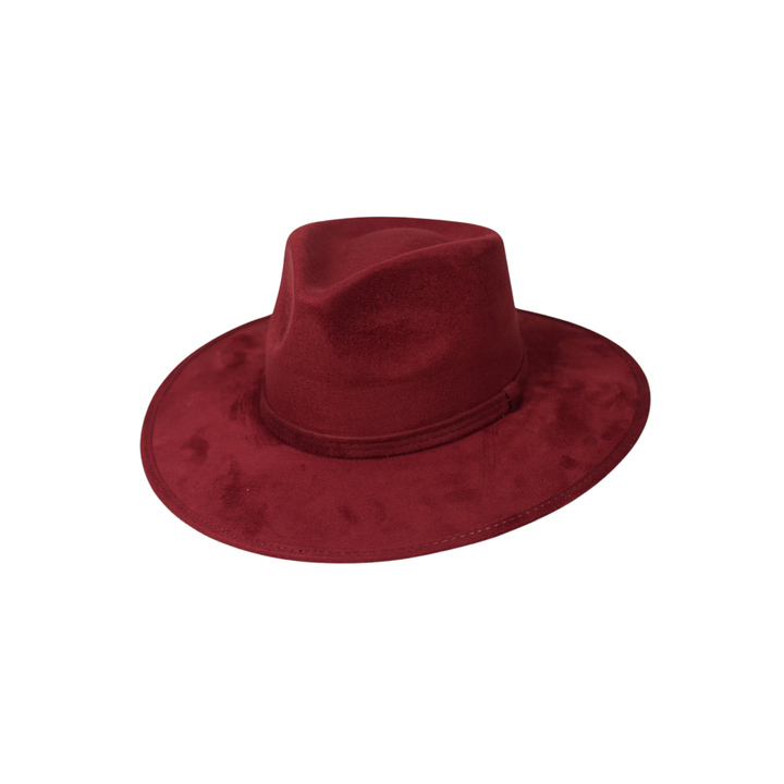 Vegan Suede Teardrop Hat - Burgundy Red