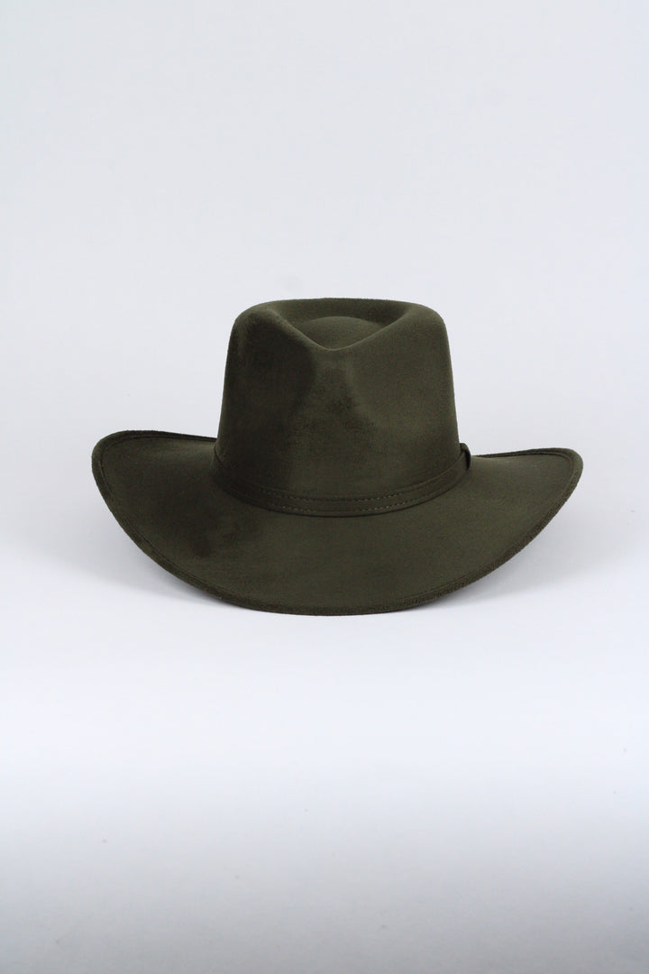 Amarillo Vegan Suede Cowboy Rancher Hat- Olive Green
