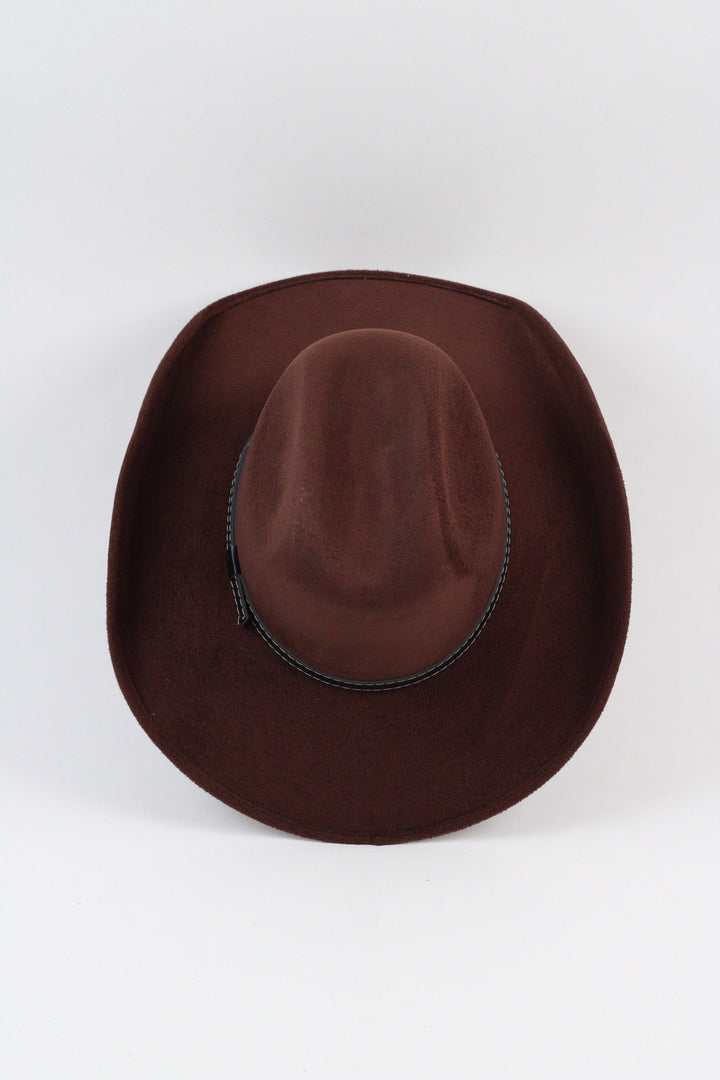 Austin Vegan Suede Cowboy Hat- Chocolate Brown