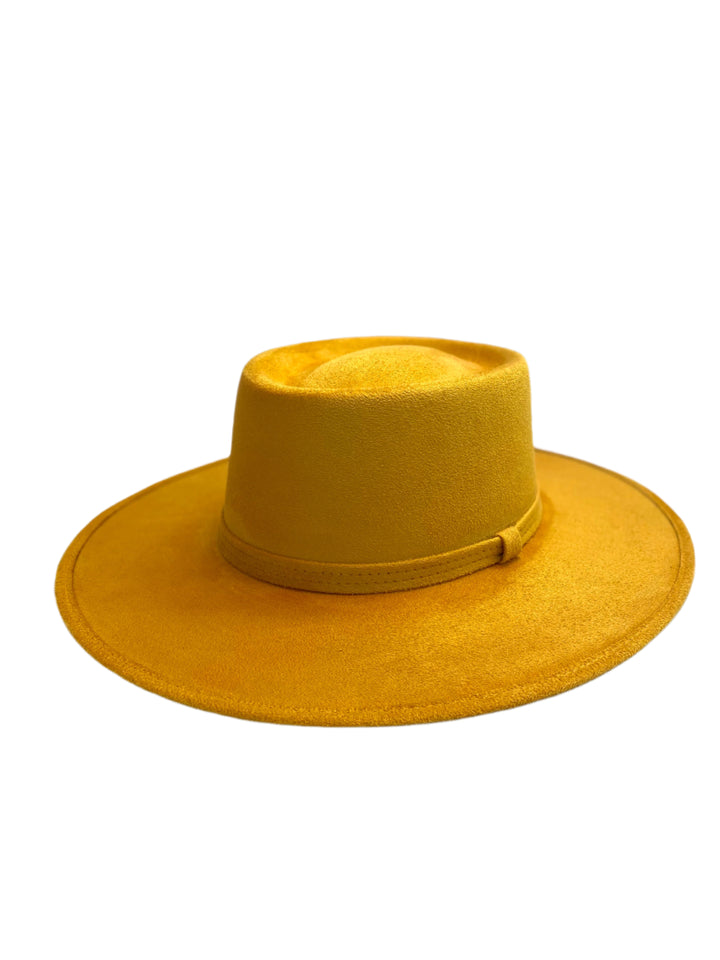 Vegan Suede Gambler Hat- Mustard