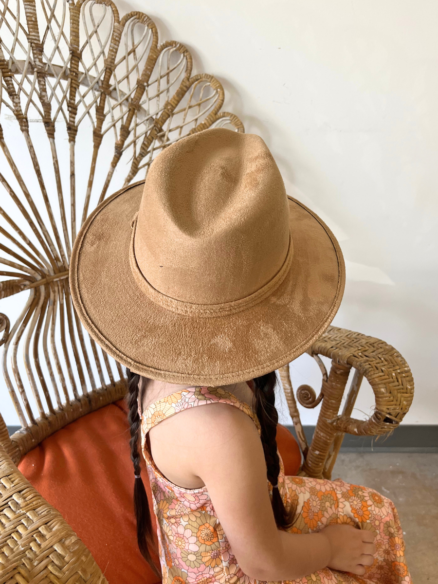 Kids Vegan Suede Hats - Cappuccino