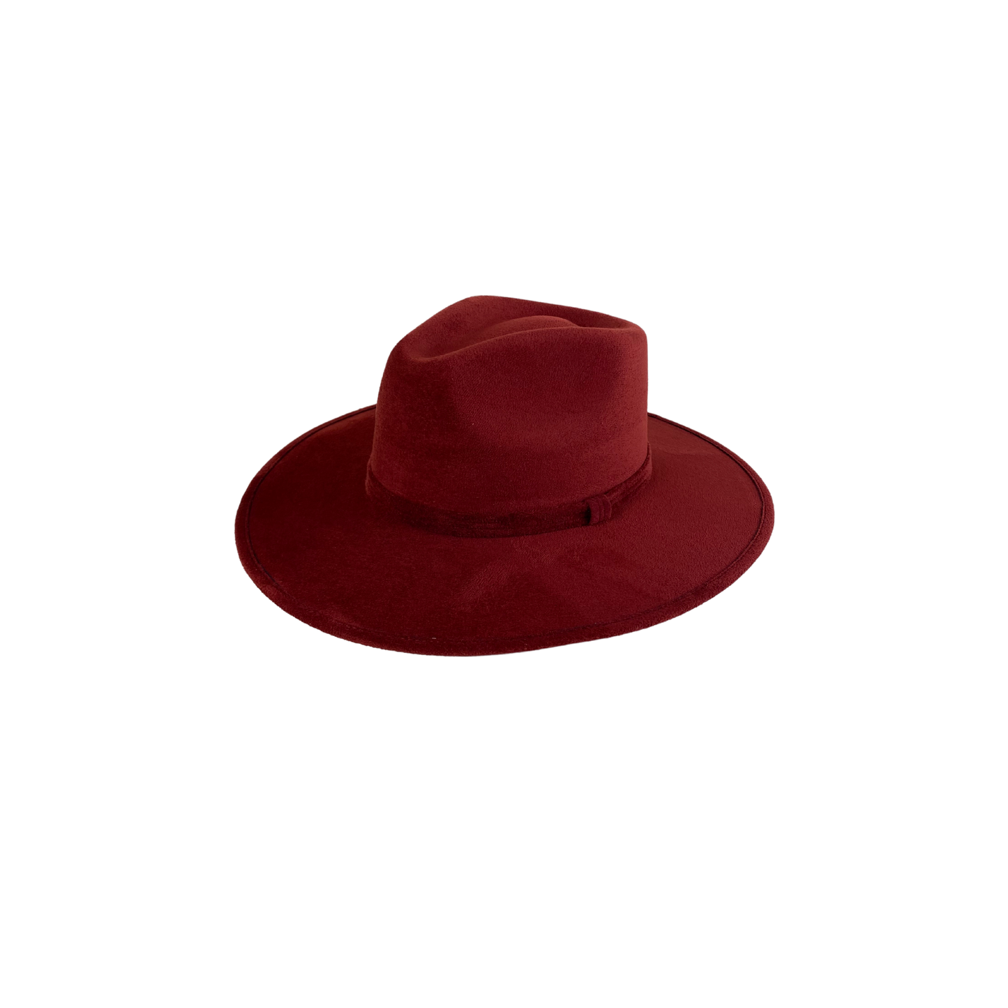 Vegan Suede Rancher Hat - Burgundy Red