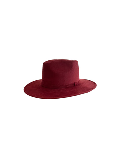 Vegan Suede Arrow Crown Hat- Burgundy