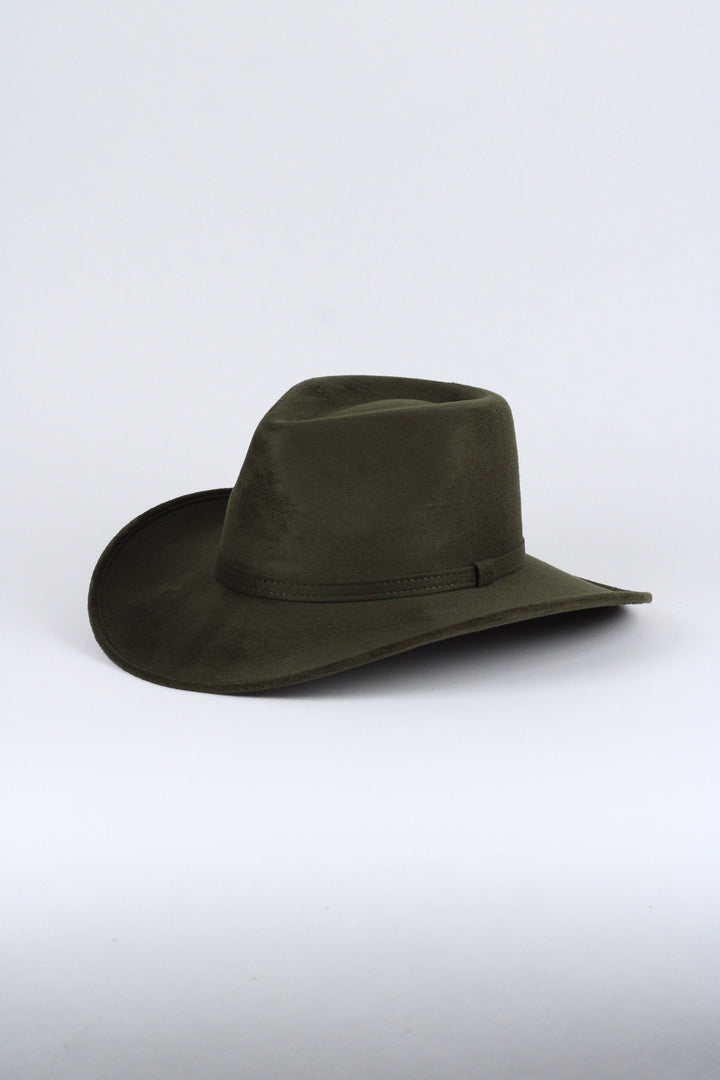 Amarillo Vegan Suede Cowboy Rancher Hat- Olive Green