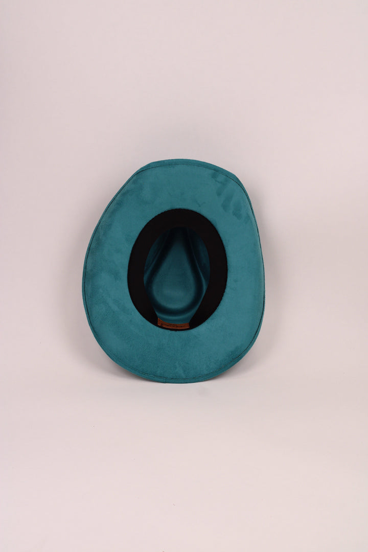 Santa Fe Vegan Suede Cowboy Rancher Hat- turquoise