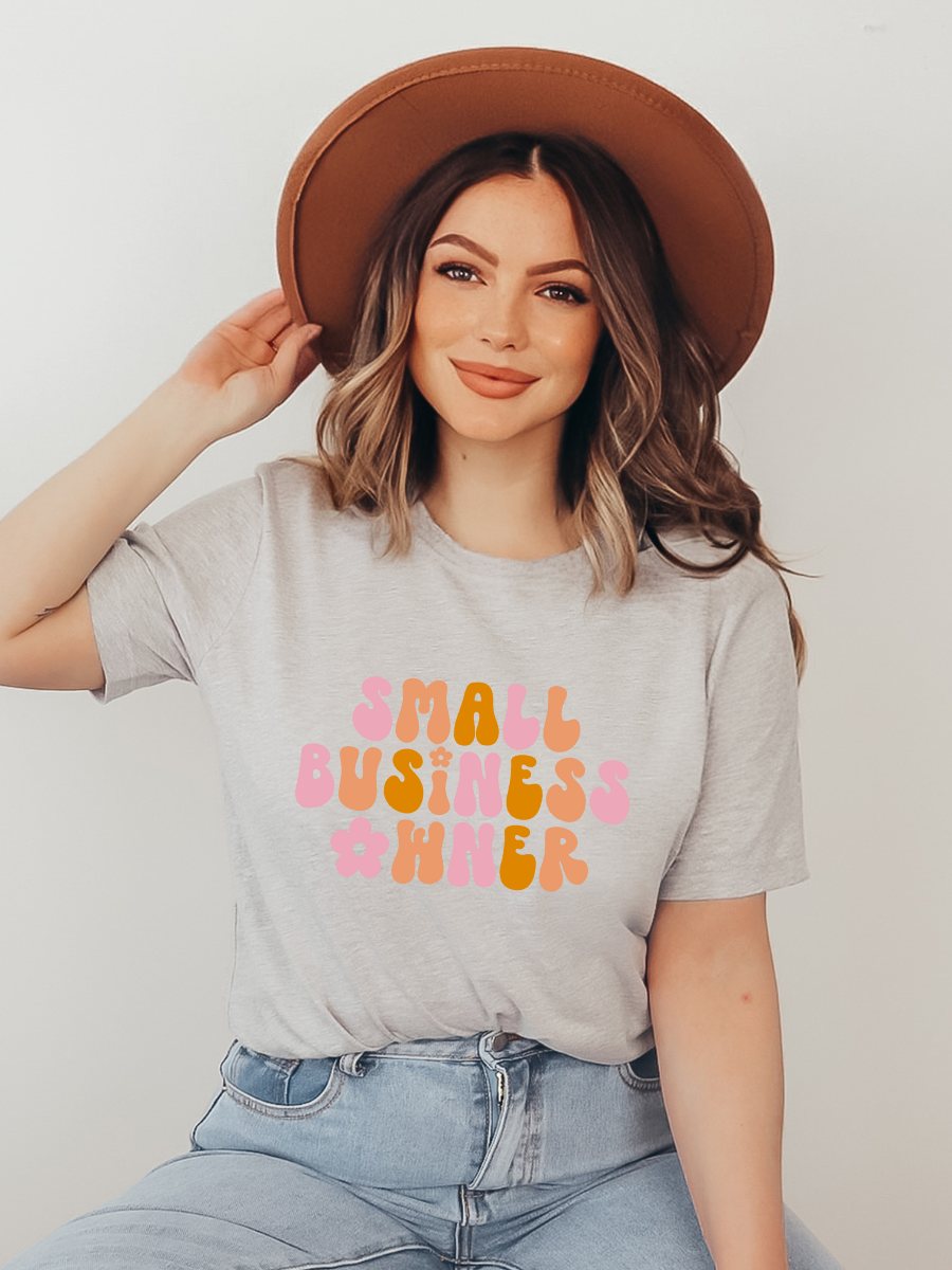Small Business Owner Pattern Graphic T-Shirt