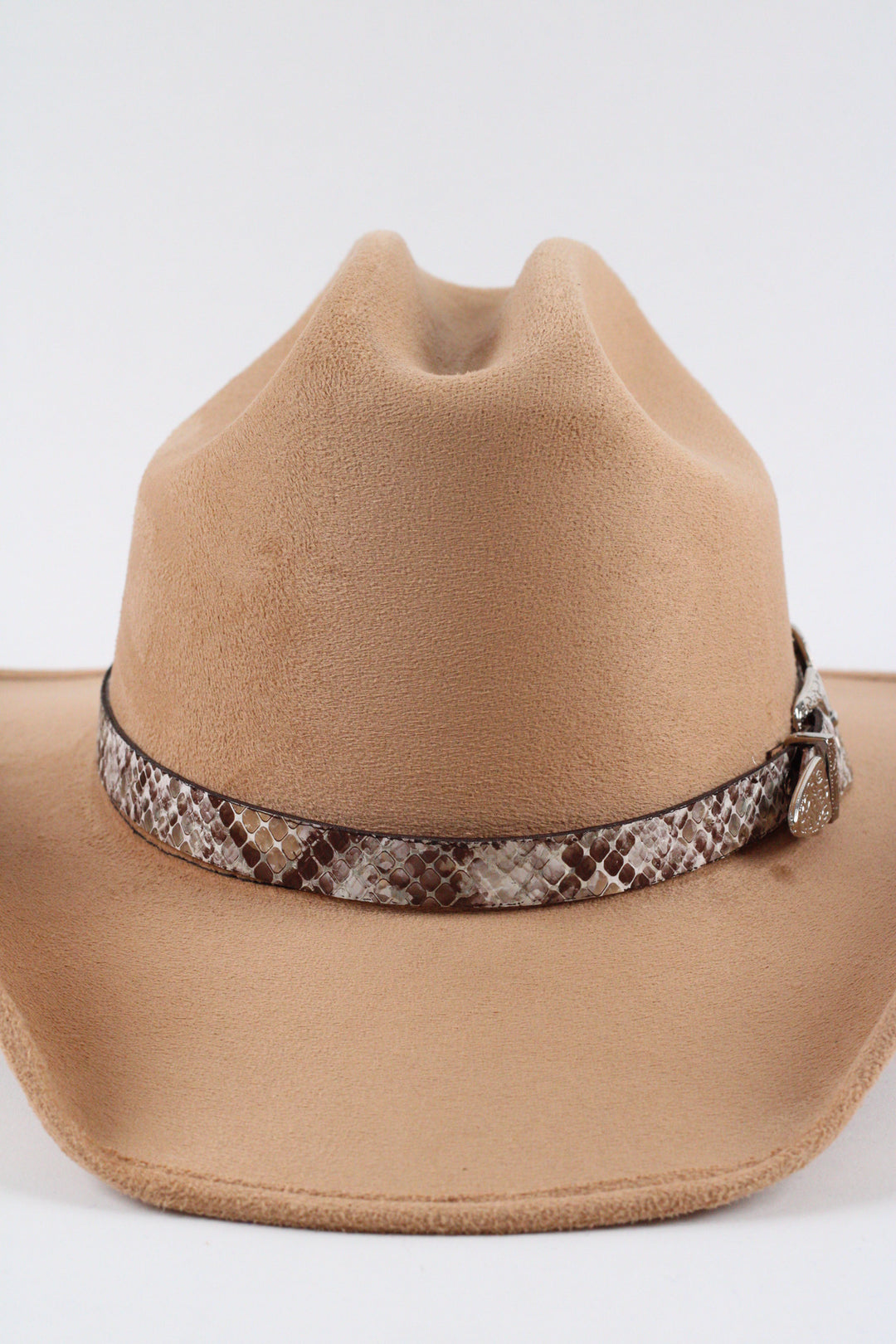 Double Buckle Leather Hat Band Snake Print