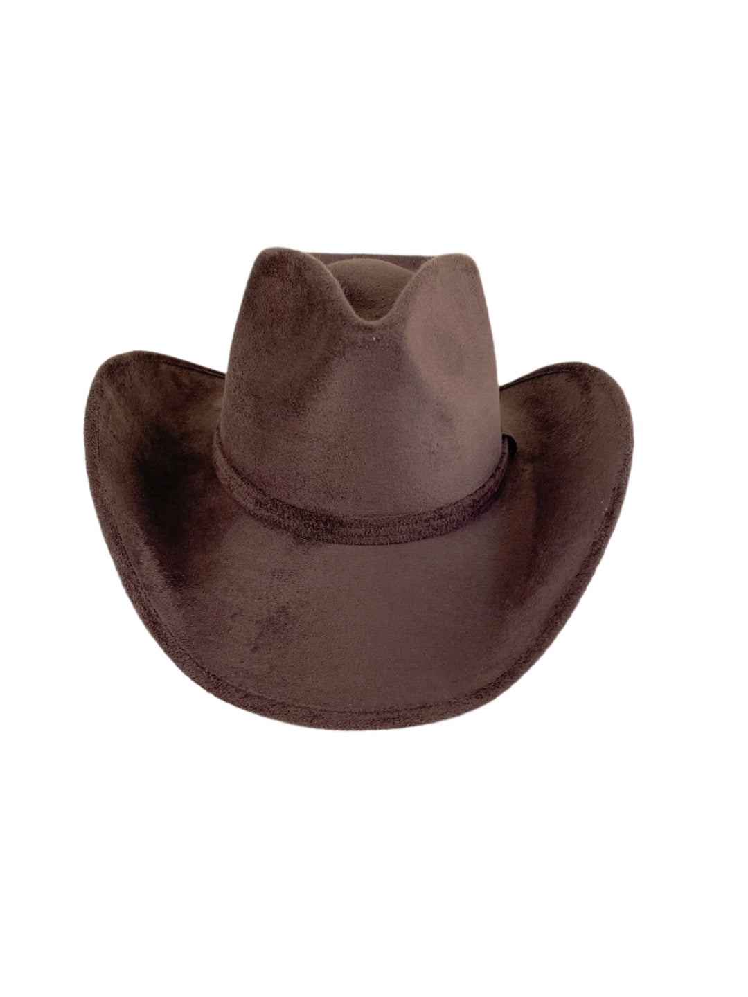 Santa Fe Vegan Suede Cowboy Rancher Hat- Chocolate W/O Band