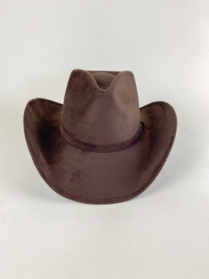 Santa Fe Vegan Suede Cowboy Rancher Hat- Chocolate W/O Band