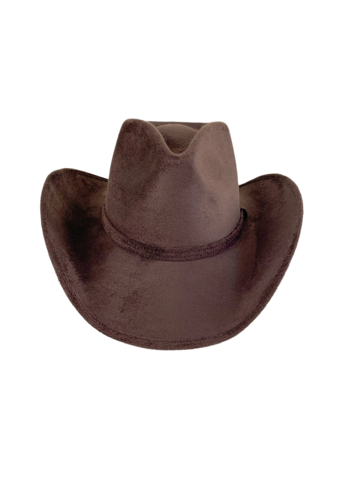 Santa Fe Vegan Suede Cowboy Rancher Hat- Chocolate W/O Band