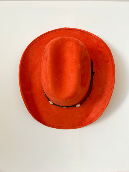 Kids Vegan Suede Austin Hat - Sunset Orange