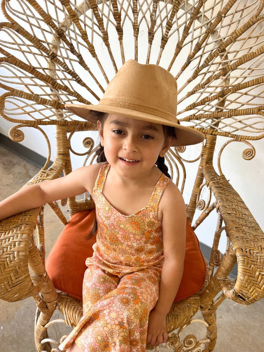 Kids Vegan Suede Hats - Cappuccino