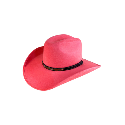 Austin Vegan Suede Cowboy Hat- Barbie Pink