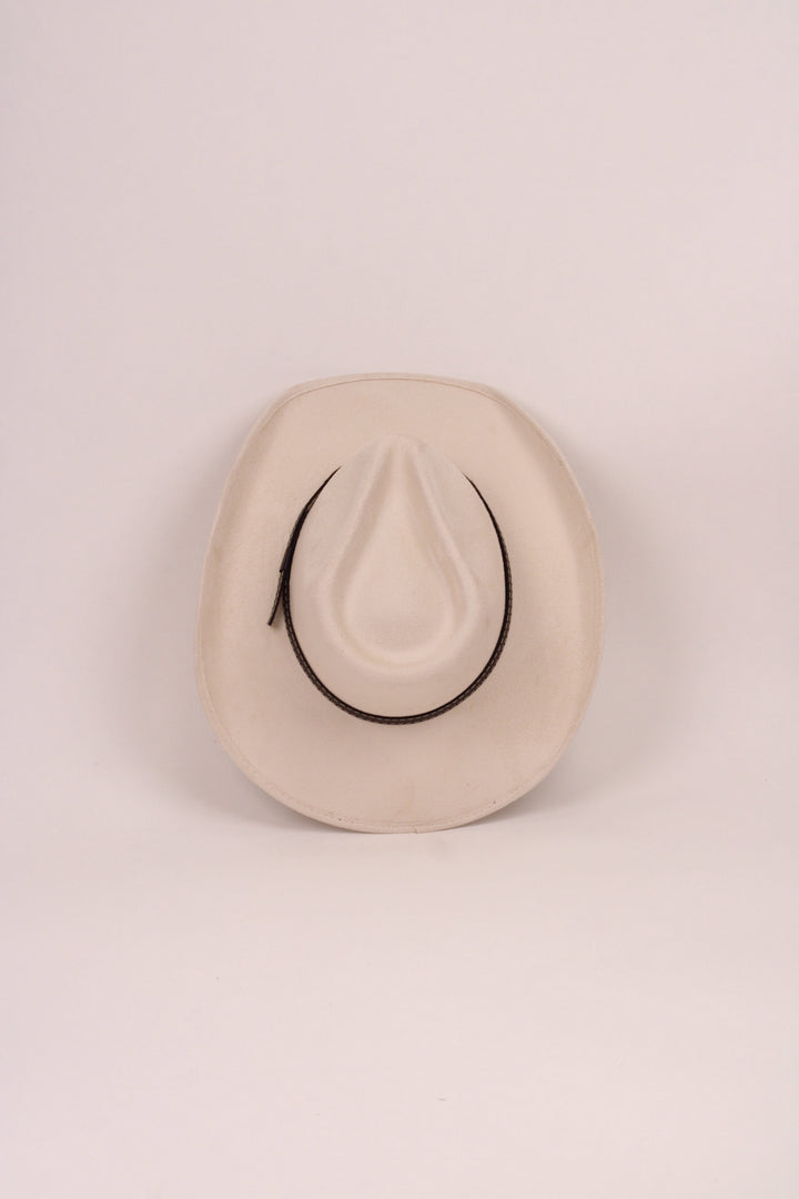 Santa Fe Vegan Suede Cowboy Rancher Hat- Ivory