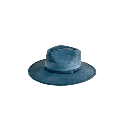 Vegan Suede Rancher Hat - Peacock Blue