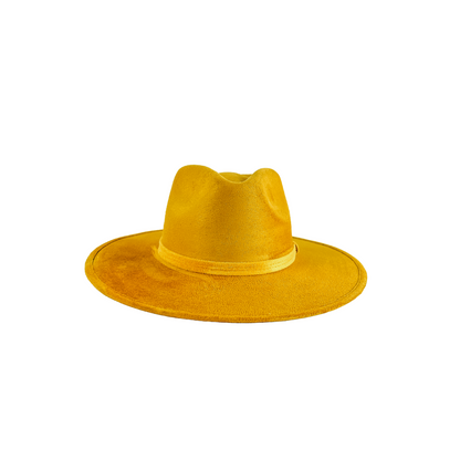 Vegan Suede Rancher Hat - Mustard