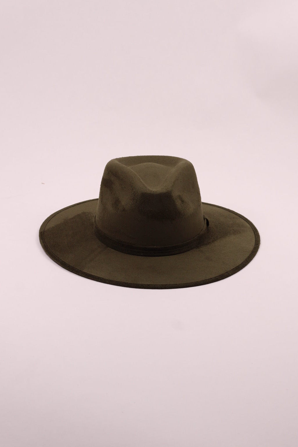 Vegan Suede Rancher Hat - Olive Green