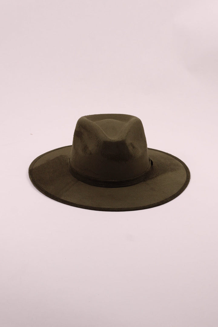 Vegan Suede Rancher Hat - Olive Green