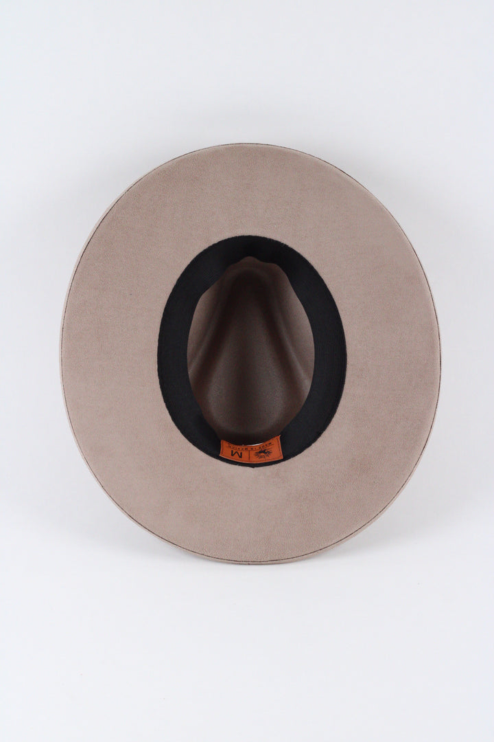 Vegan Suede Rancher Hat - Pencil Brim - Sand