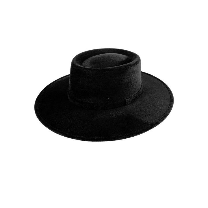 Vegan Suede Gambler Hat- Black