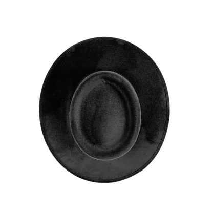 Vegan Suede Boater Hat- Black