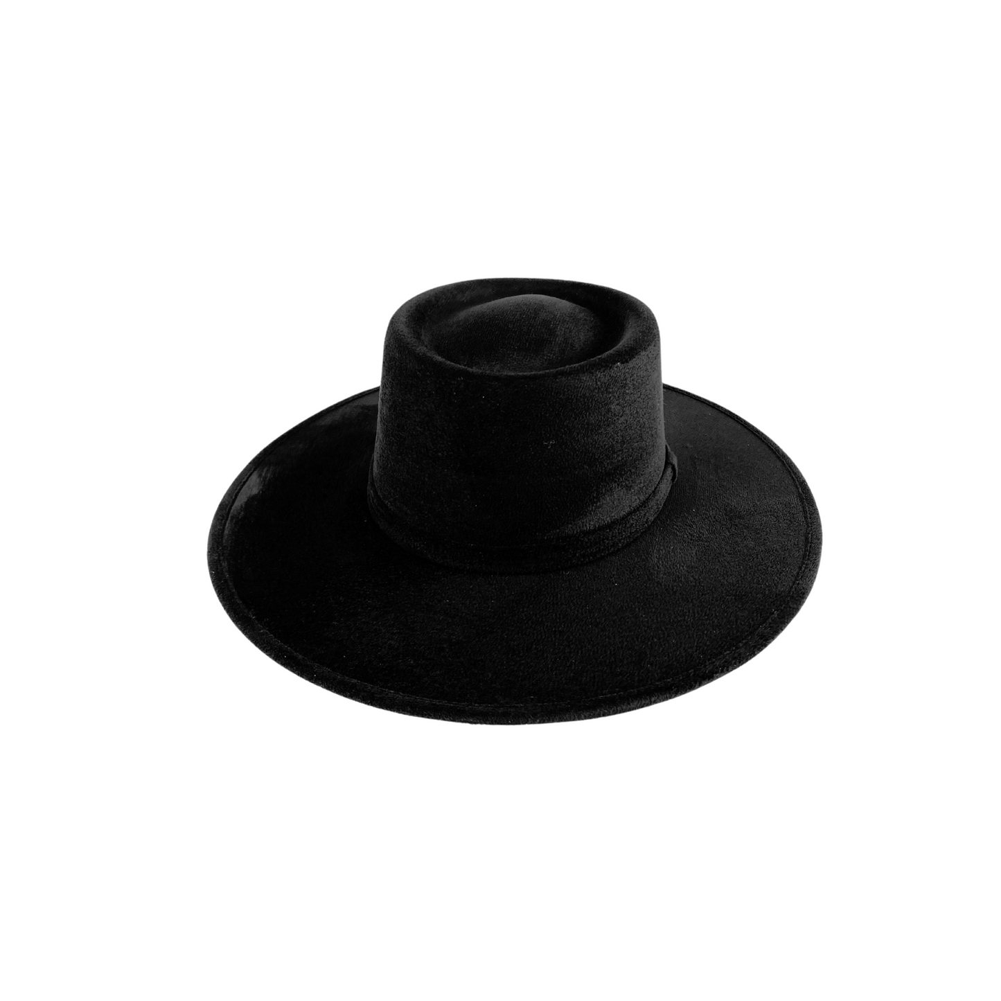 Vegan Suede Boater Hat- Black