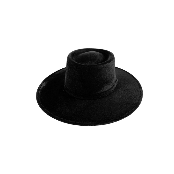 Vegan Suede Gambler Hat- Black