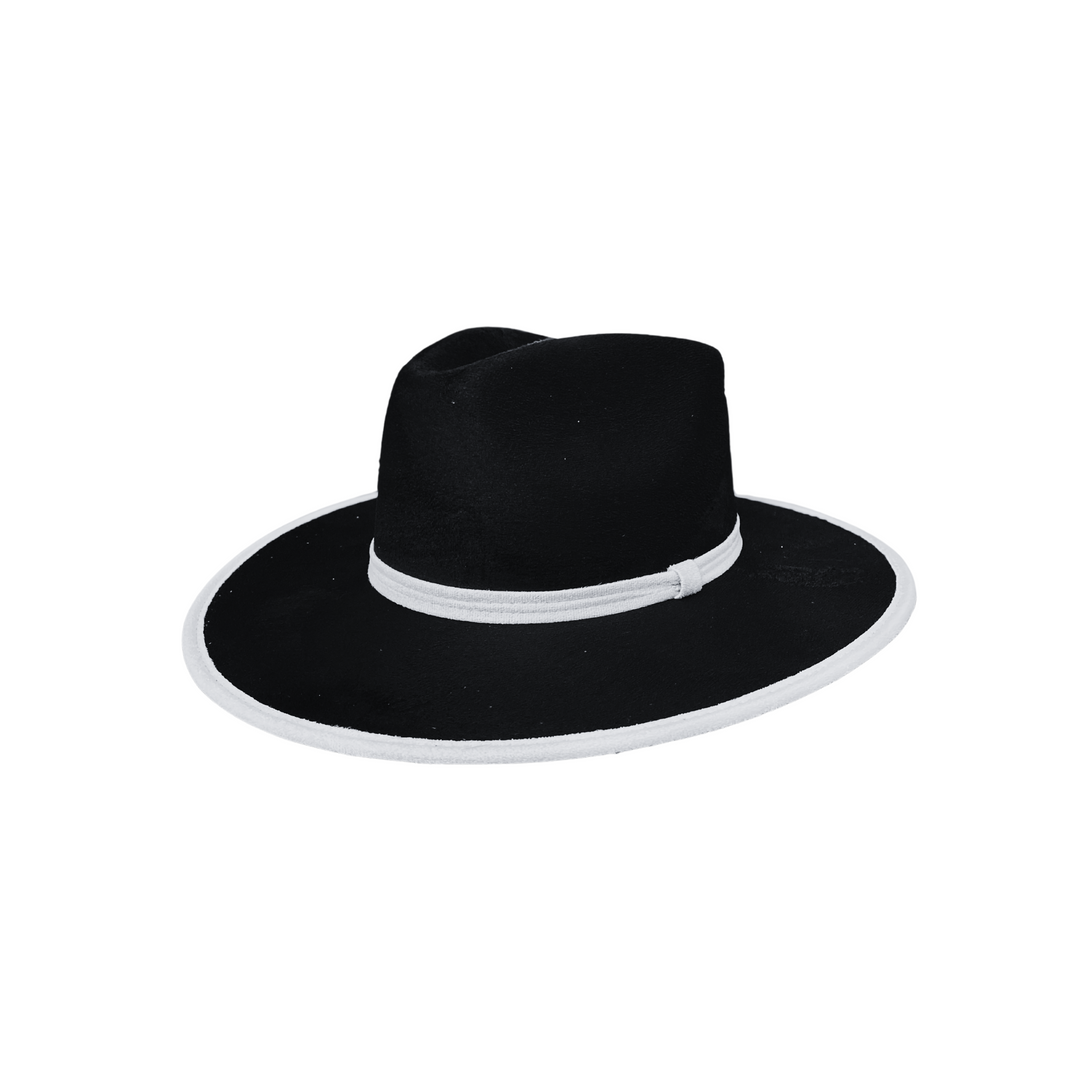 Vegan Suede Rancher Hat - Duo Tone -  Black + Ivory