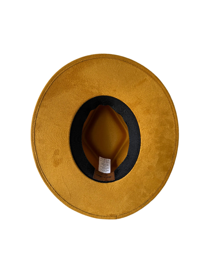 Vegan Suede Diamond Hat - Flat Brim - Mustard