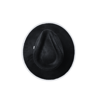 Vegan Suede Rancher Hat -Duo Tone -  Black + Ivory