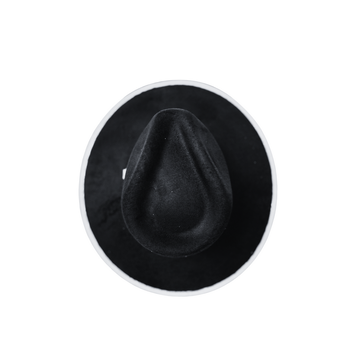 Vegan Suede Rancher Hat - Duo Tone -  Black + Ivory