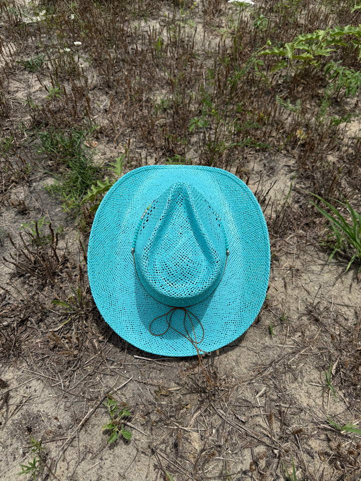 Bayside Rancher Raffia Hat - Light Blue
