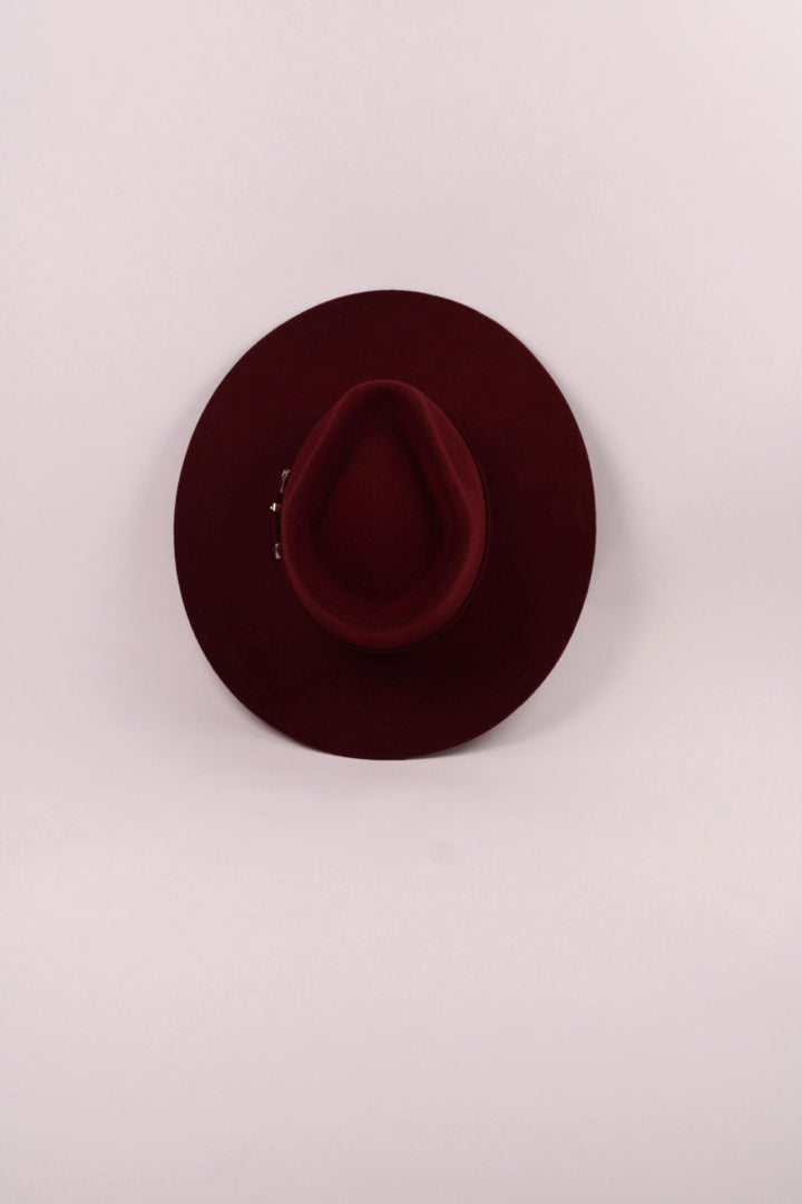 Emery Merino Wool Teardrop Rancher Hat - Wine Burgundy