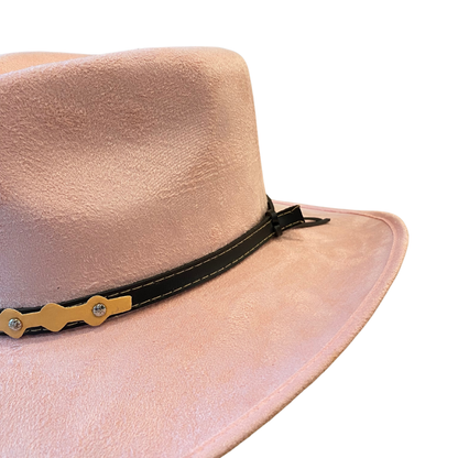 Amarillo Vegan Suede Cowboy Rancher Hat- Blush Pink