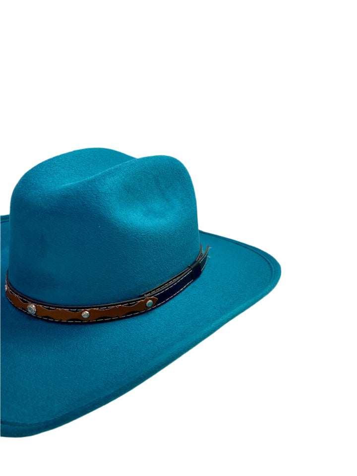 Kids Vegan Suede Austin Hat - Turquoise