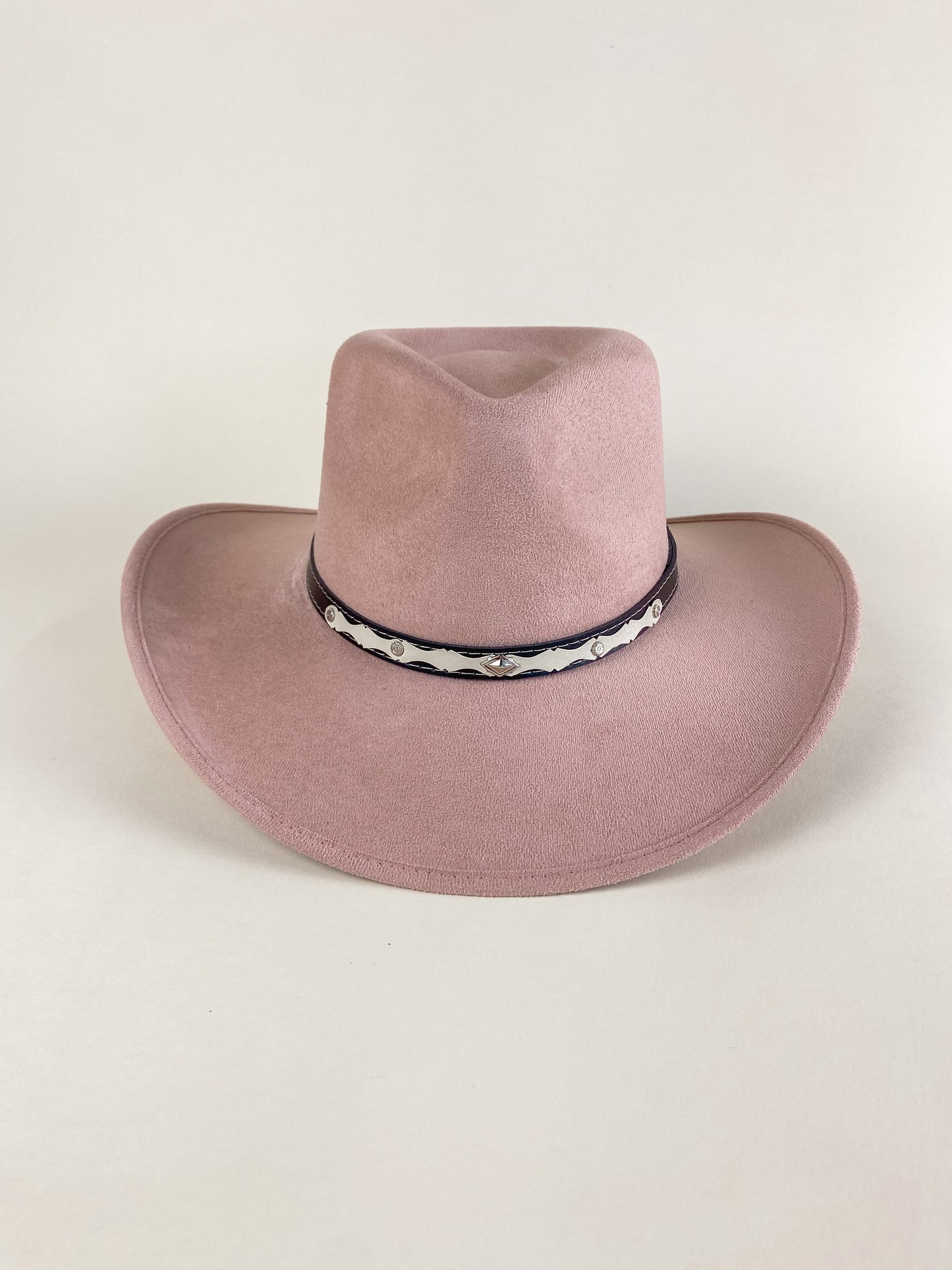 Santa Fe Vegan Suede Cowboy Rancher Hat- Pale Dusty Rose