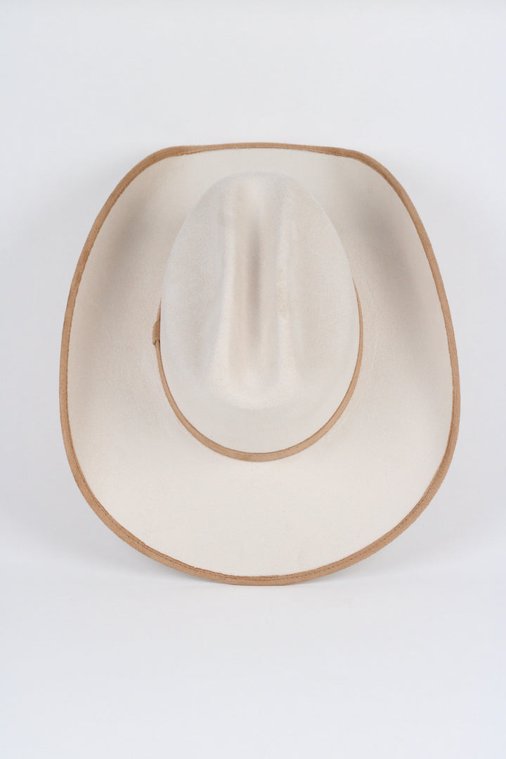Texana Vegan Suede Cowboy Hat -Duo Tone - Ivory + Cappuccino