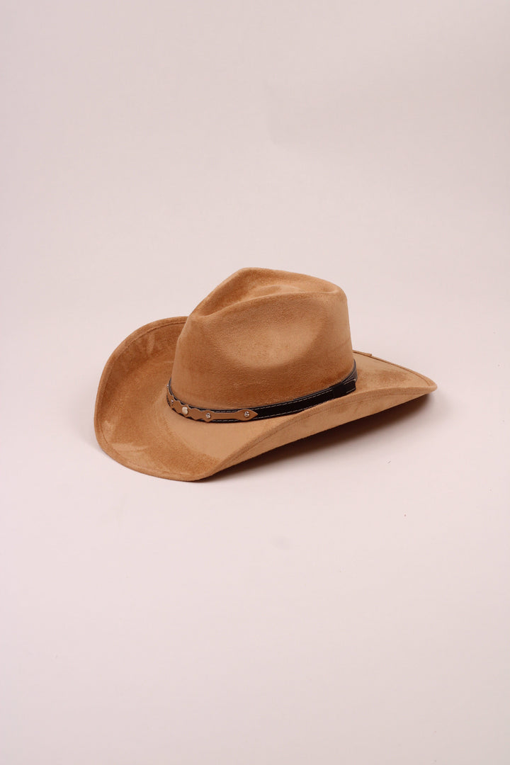 Santa Fe Vegan Suede Cowboy Rancher Hat- Cappuccino