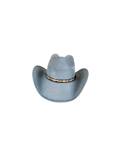 Santa Fe Vegan Suede Cowboy Rancher Hat- Steel Blue