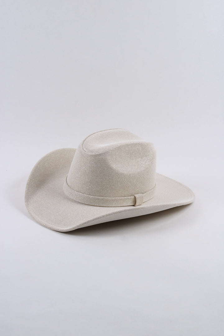 Western Cowboy Glitter Hat- Ivory