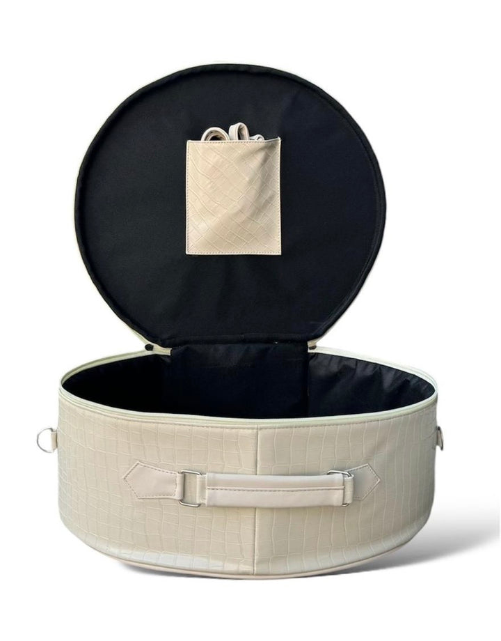 Hat Carrier Tote Bag Textured w Strap - Ivory