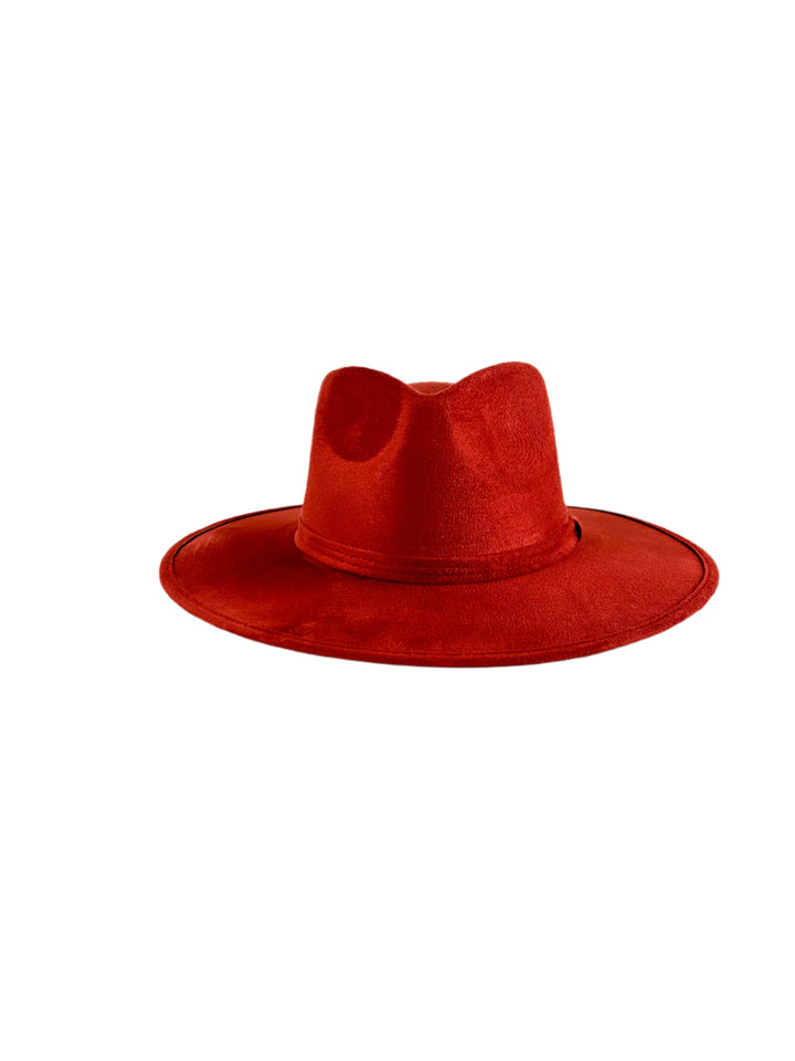 Vegan Suede Teardrop Hat - Lipstick Red