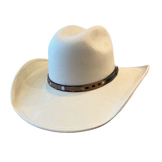 Austin Vegan Suede Cowboy Hat- Cream