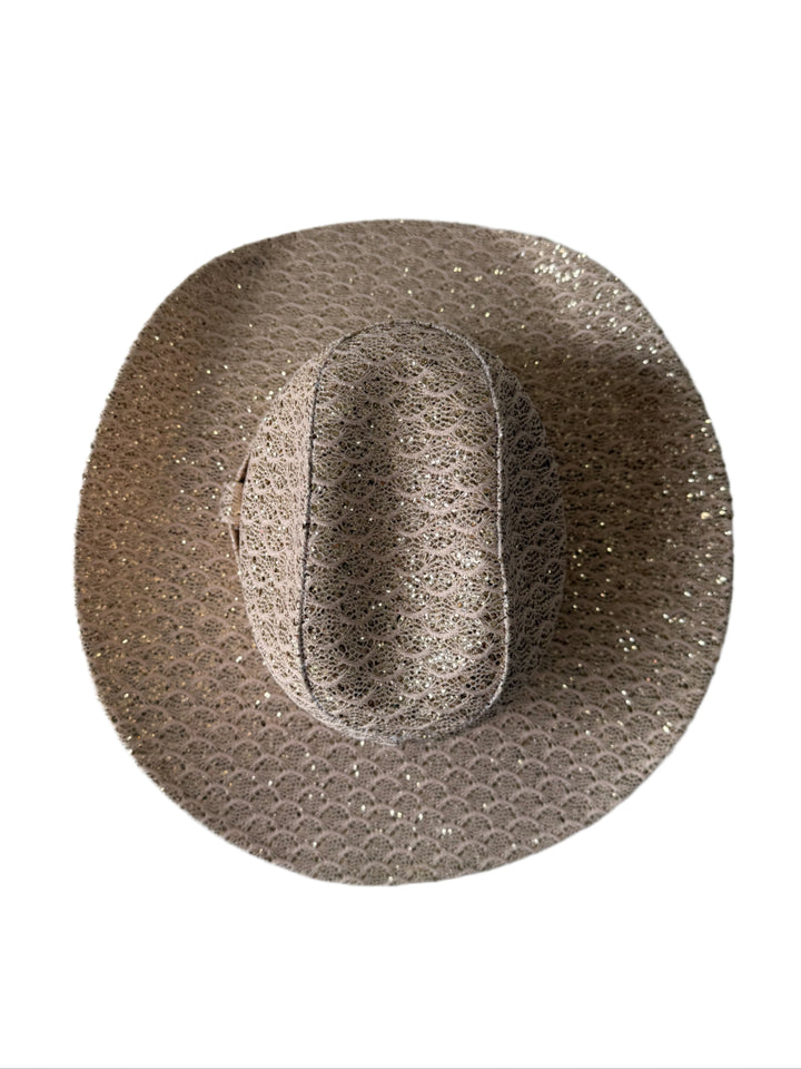 Western Cowboy Glitter Hat- Gold Scallop Textured