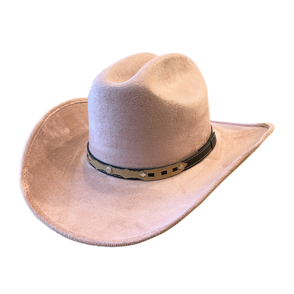 Texana Vegan Suede Cowboy Hat- Pale Dusty Rose