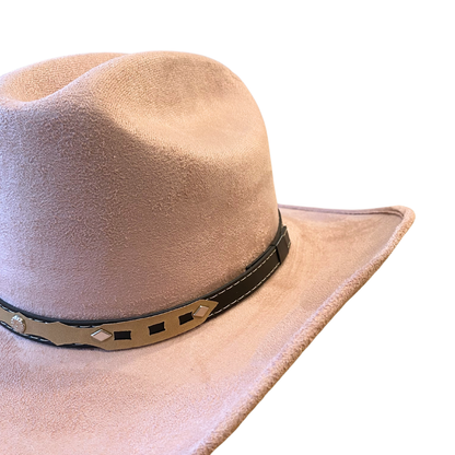 Texana Vegan Suede Cowboy Hat- Pale Dusty Rose