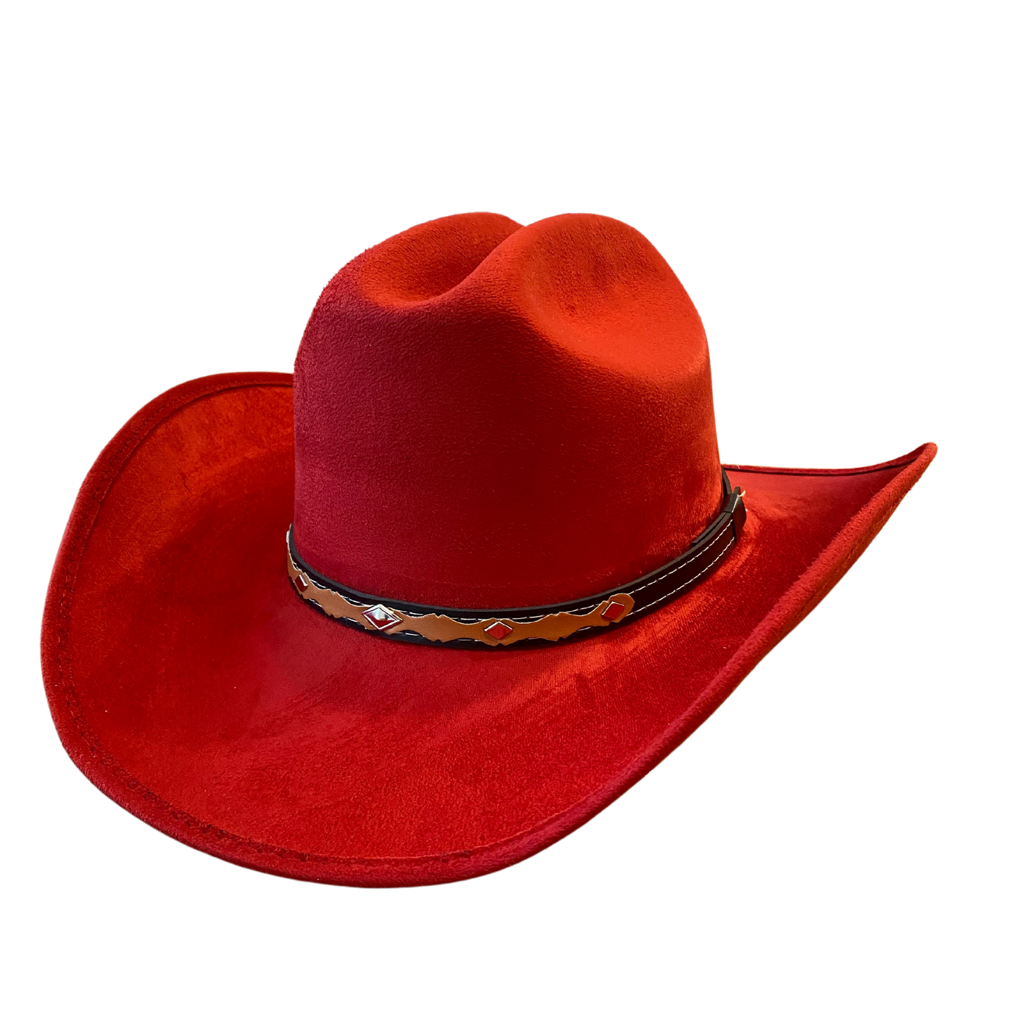 Texana Vegan Suede Cowboy Hat- Lipstick Red