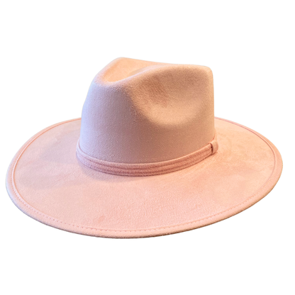 Vegan Suede Rancher Hat - Blush Pink