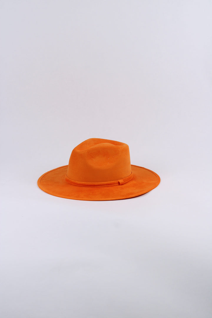 Vegan Suede Rancher Hat - Bright Orange