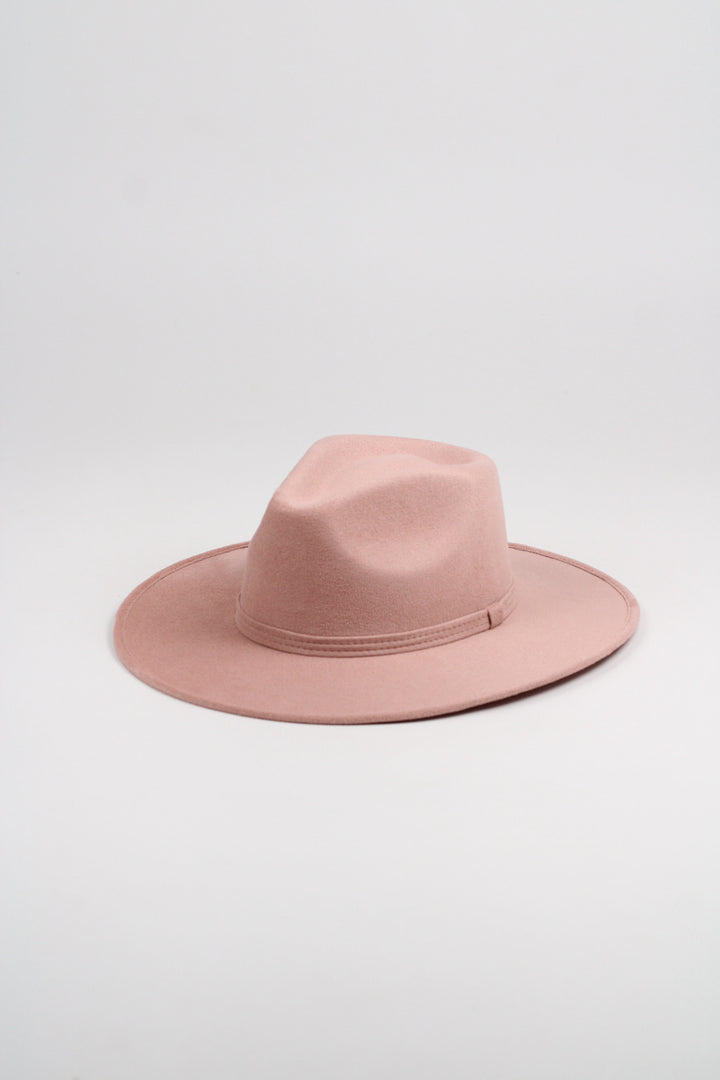 Vegan Suede Rancher Hat - Pale Dusty Rose